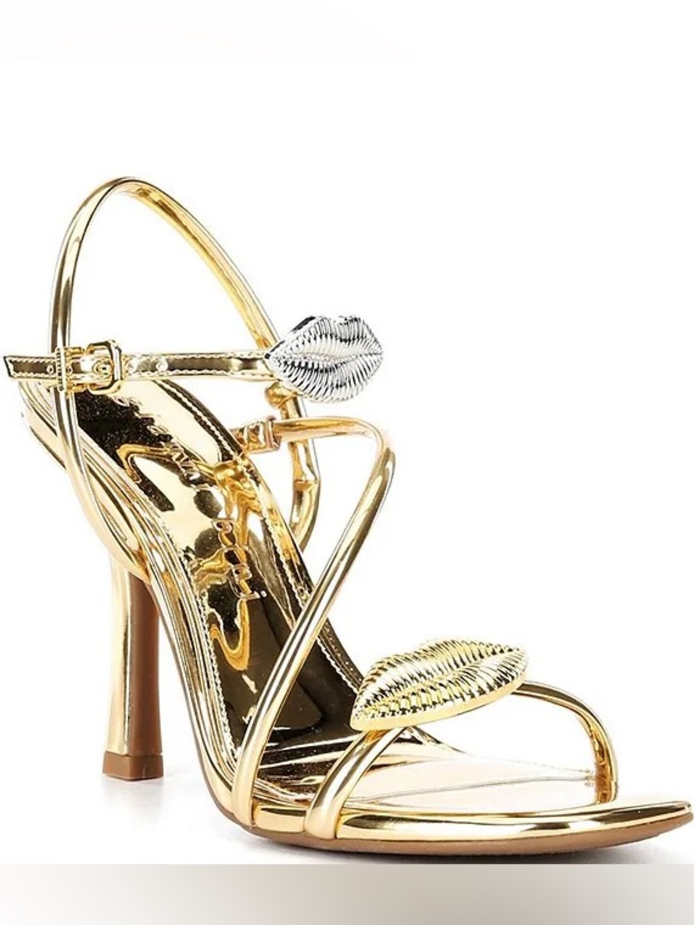 NWT Gianni Bini Carletta Metallic Lip Ornamented Dress Sandals Sz 6,5